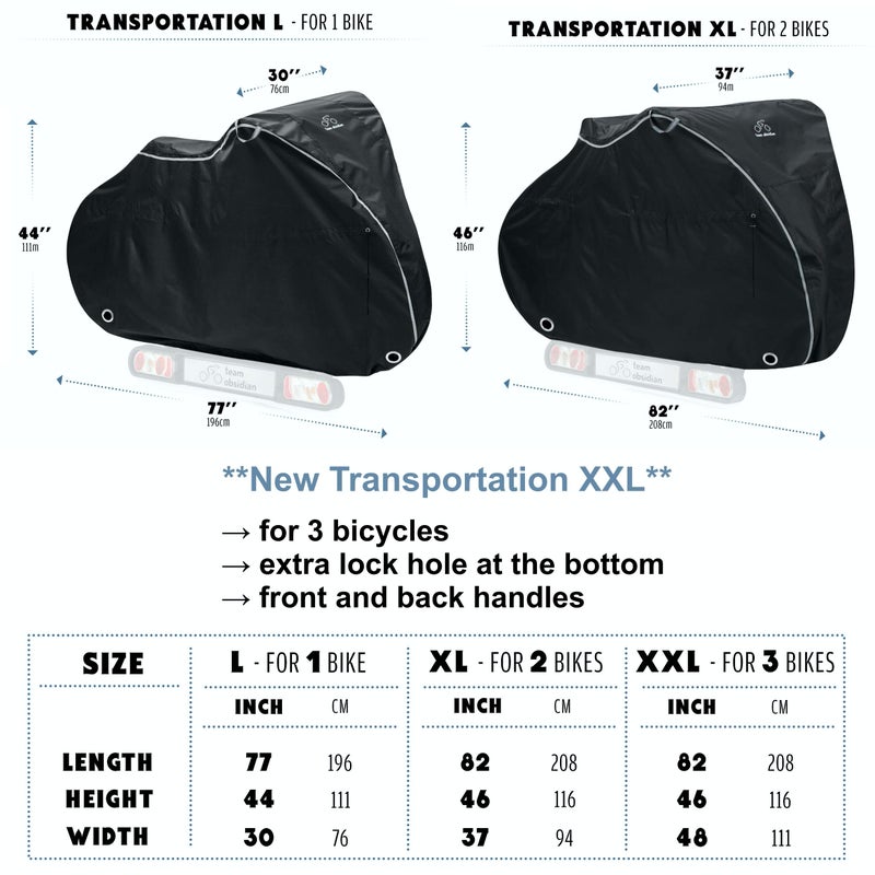 TeamObsidian Bike Cover - Outdoor Bike Storage, Bicycle Transportation or Travel Covers - Waterproof eBike Protection - For 1 to 3 Bikes - Heavy Duty Ripstop 300D Oxford Material - Image 5